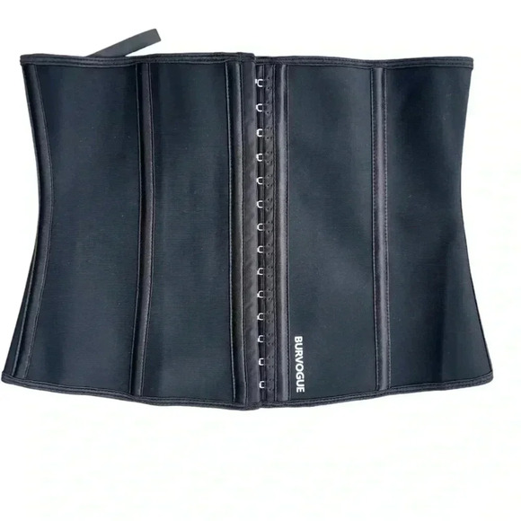 Burvogue waist trainer tummy control slimming shapewear black latex thin - Picture 1 of 6